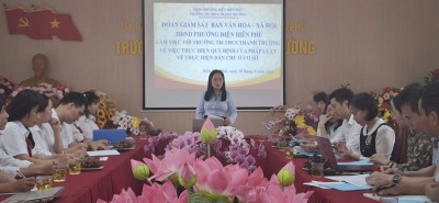 ĐOÀN GIÁM SÁT BAN VĂN HOÁ – XÃ HỘI HĐND PHƯỜNG ĐIỆN BIÊN PHỦ LÀM VIỆC VỚI TRƯỜNG TH – THCS THANH TRƯỜNG VỀ VIỆC THỰC HIỆN QUY ĐỊNH CỦA PHÁP LUẬT VỀ THỰC HIỆN DÂN CHỦ Ở CƠ SỞ
